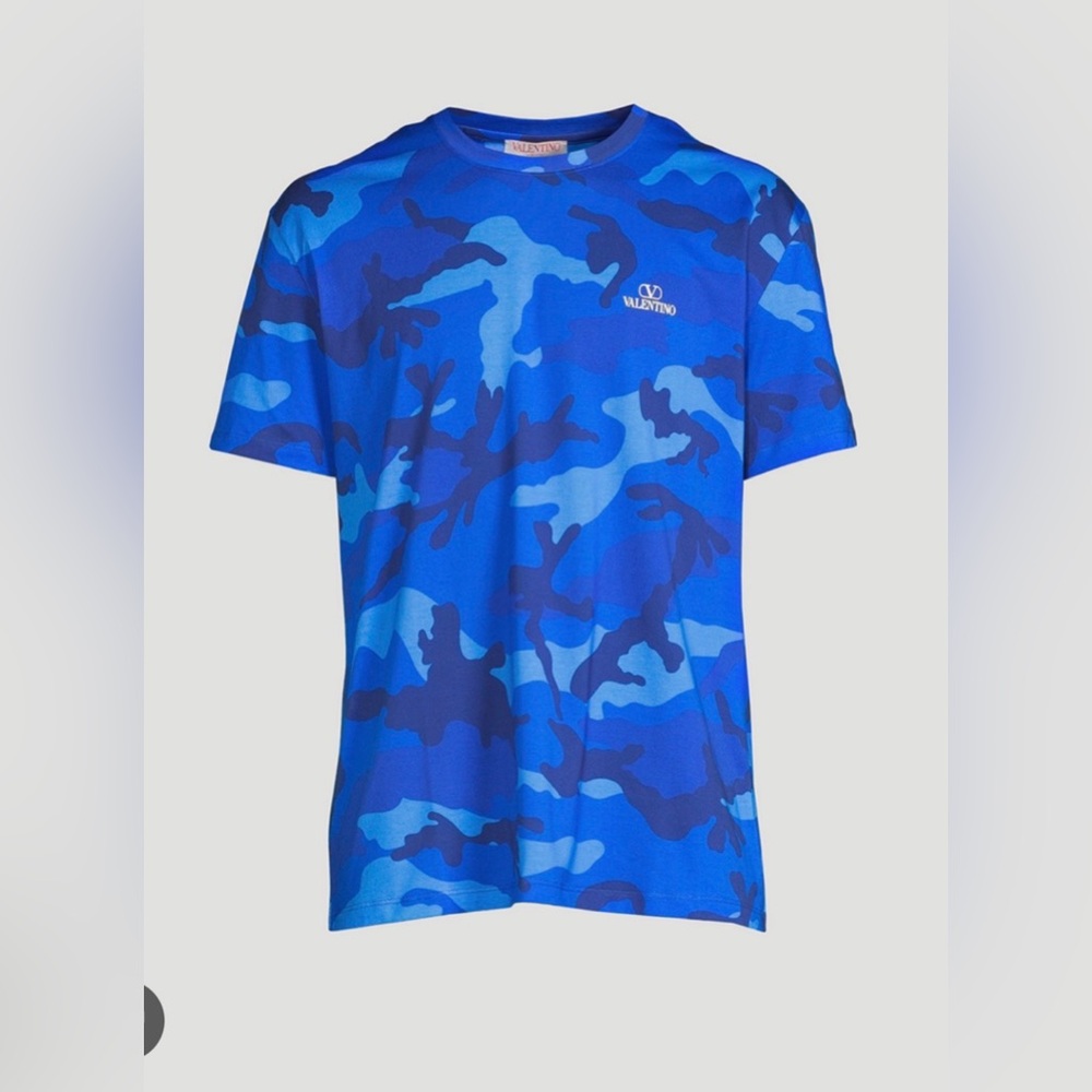 Valentino Blue Camouflage Cotton Logo T-Shirt | Made in Italy | Size L 💙 - Picture 5 of 13